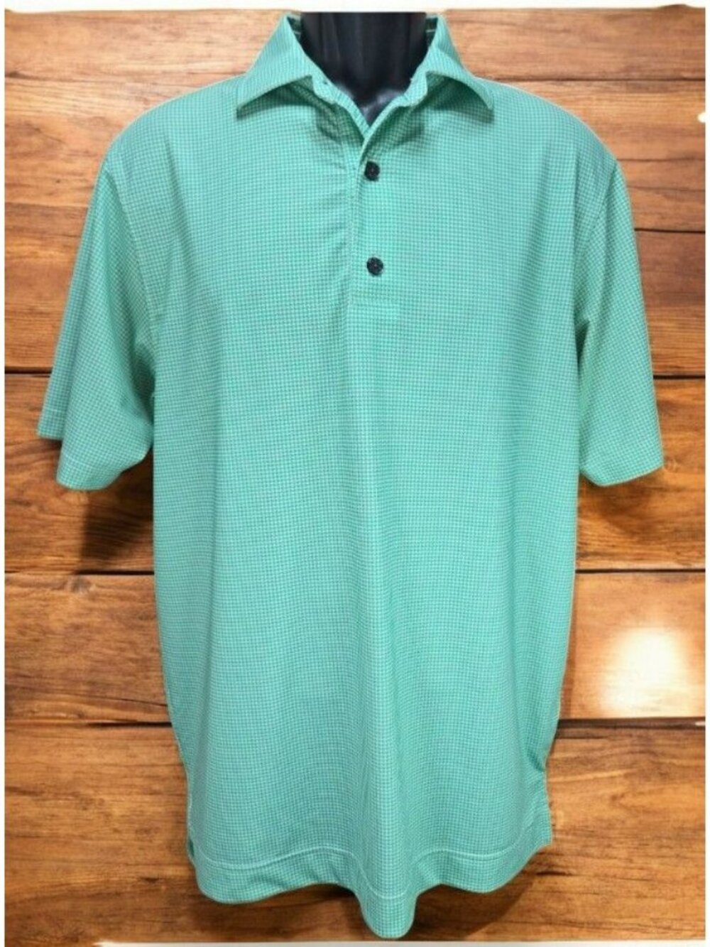 Footjoy Mens Green Lisle Houndstooth Polo Small
